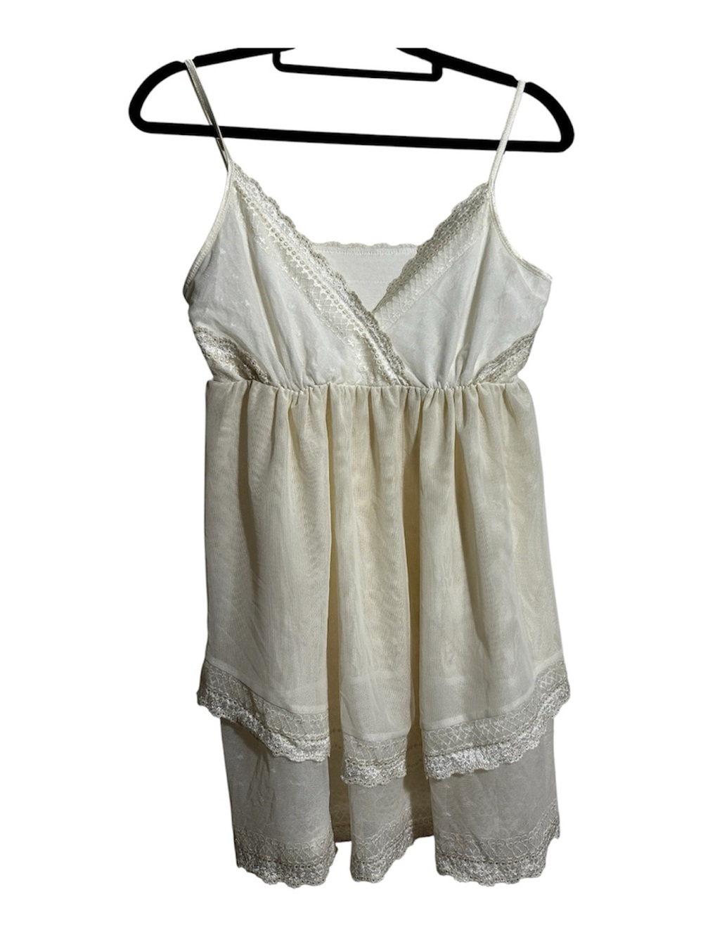 European Designer Ivory Lace Tunic Handmade Romantic Boho Size M